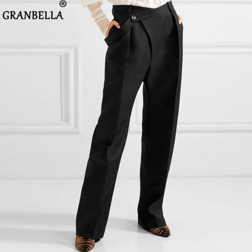 New Womens Pants Spring Autumn High Waist OL Style Elegant Pants Plus Size Casual Pants For Women Vintage Loose Trousers