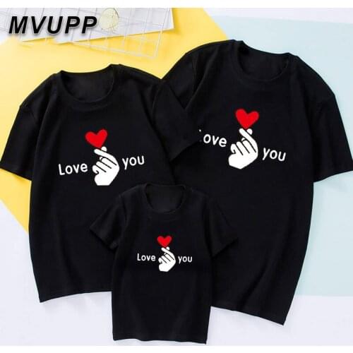 Mommy and me clothes family matching tshirts mother Love you printed heart baby boys outfits casual soft t shirts daddy 2020 new