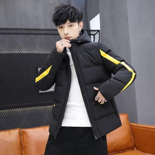 Autumn Winter Mens Tooling Style Jacket Solid Color Loose Thick Hooded Cotton Coat Jacket Casual Fashion Warm Male Short Jacket