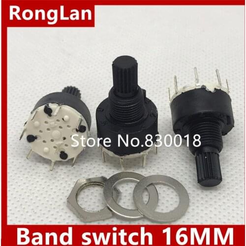 [ BELLA]Green all-plastic band switch 16MM1 knife 2 knives 4 files 5 files 8 position rotary switch, 15 green floral axis--20pcs