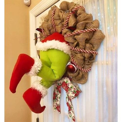 Christmas Thief Burlap Stealer Garlands Pendent Santa Claus Window Front Door Decoration Hanging Ornaments Xmas Home Decor Gifts