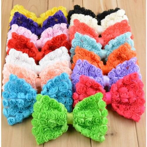 10pcs/lot Shabby chic bows flowers ,chiffon rose bow for headband accessories
