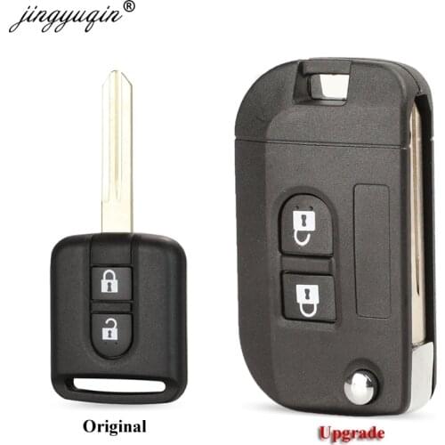 Jingyuqin Flip Folding Remote Key Shell Car Case Fob Cover for Nissan Qashqai primera Micra Navara Almera Note Sunny 2 Buttons
