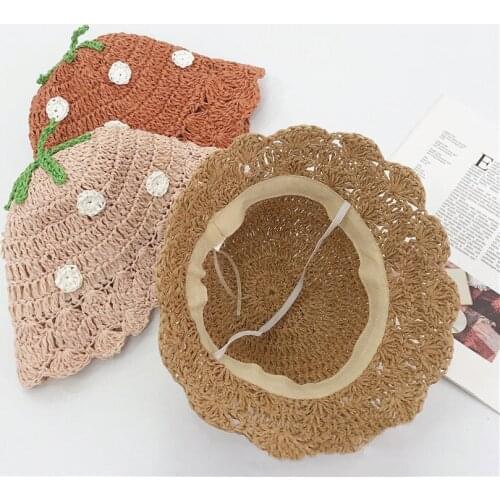 New Panama Straw Hat Children Spring And Summer Breathable Cute Fruit Fisherman Hat Sun Shade Girl Sun Hat Outdoor