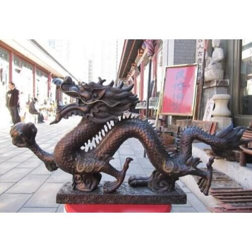 Song voge gem S1411 chinese Folk Collection Classical red Bronze Dragon beast Dragon statue