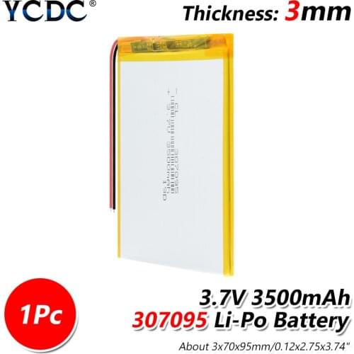 Smart home MP3 speakers Polymer battery 3500 mah 3.7 V 307095 Li-ion battery for dvr,GPS,mp3,mp4,DVD power bank,speaker