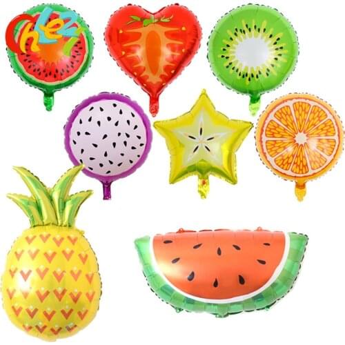10pcs Fruit Watermelon Pineapple Orange Foil Balloon Happy Birthday Balloons Wedding Holiday Festival party Decoration kids Toy