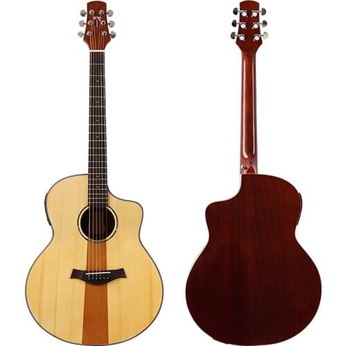 High grade acoustic electric guitar 6 string 40 inch acoustic guitar high finish folk guitar cutaway design natural with EQ