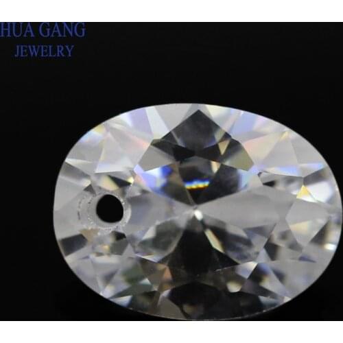 Single Hole AAAAA Oval Shape Brilliant White Cubic Zirconia Stone For Jewelry Making 4x6~15x20mm High Quality CZ Beads