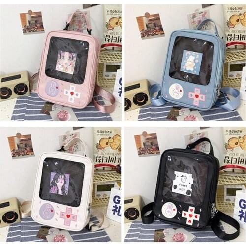 Japanese Cute Game Machine Lolita Itabag Transparent Handbag Shoulder Bag Cosplay Harajuku Girl Uniform Messenger Bag(22*27*7cm)