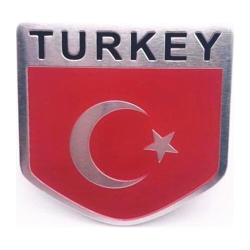Aluminum Alloy Shield Styling Turkey National Turkish Flags Emblem Decals Car Stickers 5x5cm Automobiles Decorating Accessories