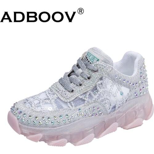 ADBOOV Lace Design Trendy Women Sneakers Rivets Fashion Shoes Ladies