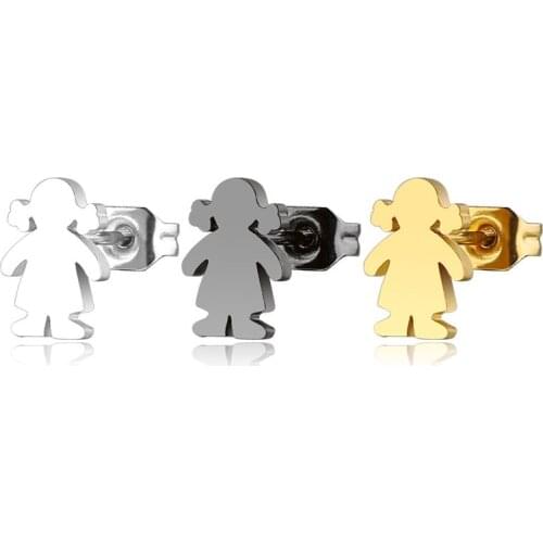 10Pcs The Latest Fashion Titanium Steel Lovely Doll Ear Nails Stainless Steel Simple Exquisite Ear Nails Female Jewelry