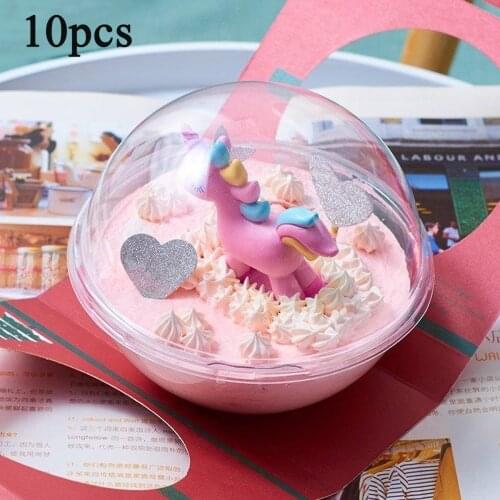 10pcs Transparent Open Plastic Clear Gift Present Box Decoration Plastic Cake Container Portable Mousse Ball Round Clear Ball