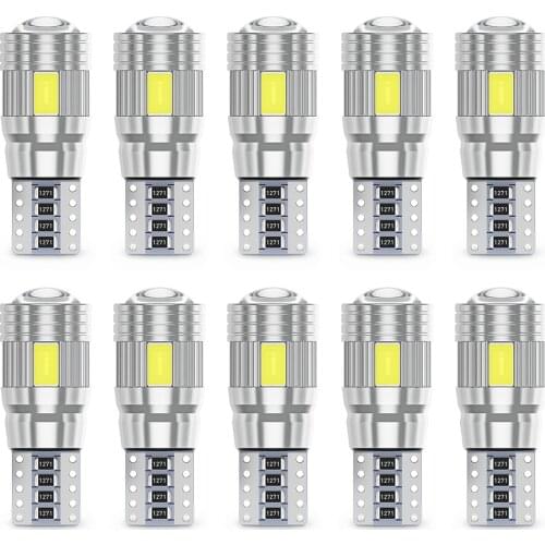 100 pcs High Brightness Power T10 W5W 194 168 5630 6SMD 10SMD Led Car Bulbs 6000K White 3000K Yellow Wedge Interior Lights 12V