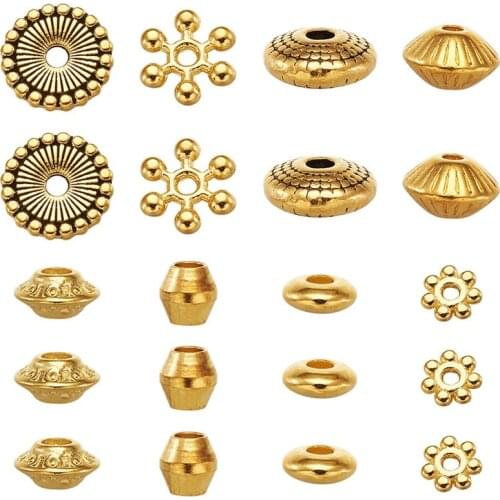 320pcs/box Mixed Shapes Alloy/Brass Bead Spacers Loose Metal Bead for Jewelry Making DIY Bracelet Necklace Accessories Finding