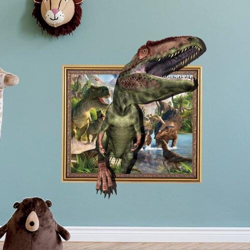 3D Stereo Dinosaur Wall Stickers Teenager Room Decor Boy Kids Bedroom Living Room Decor Decals Creative Photo Frame Art Mural