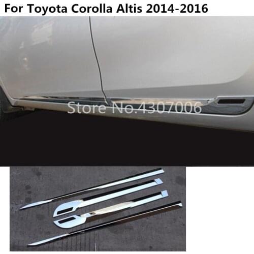 Car Door trim Strip Molding ABS chrome Stream lamp panel bumper 4pcs For toyota Corolla Altis 2014 2015 2016