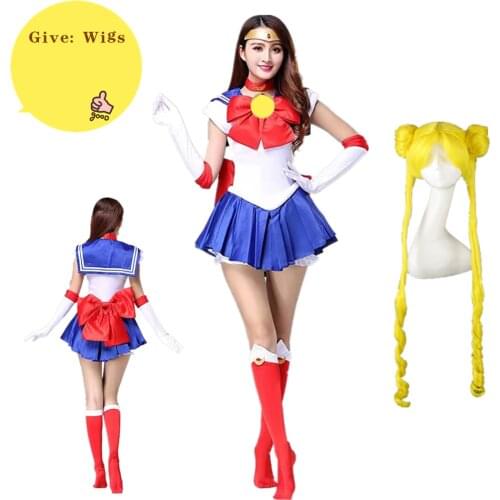 Anime Cosplay Sailor Stars Tsukino Usagi Dress earring wig Cosplay Costumes Halloween
