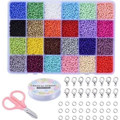 Seed Beads for Bracelets, 24 Colors 3mm Colored Small Glass Beads for Bracelets Jewelry Making Crafts 7920 Pcs