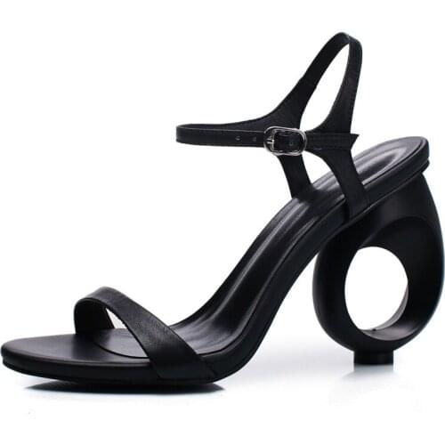 New Summer Fashion Genuine Cow Leather Women Sandals Sexy High Heels Black Shoes Woman Dress Party Wedding Gladiator Sandals 41