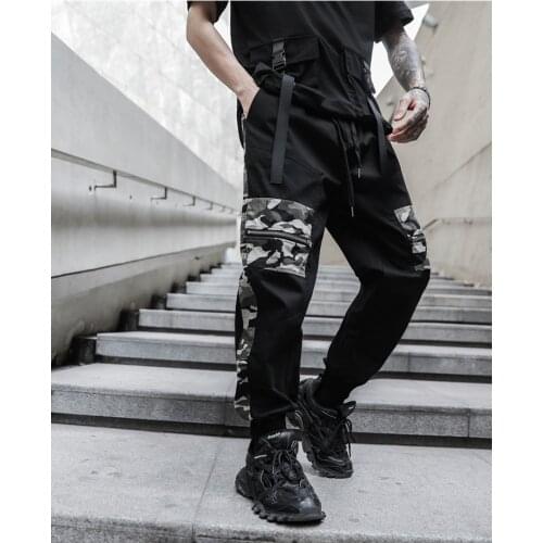 Pants Male Military Hip Hop Joggers Men Camouflage Cargo Pants 2021 Man Zipper Japanese Streetwear Punk Black Sweat