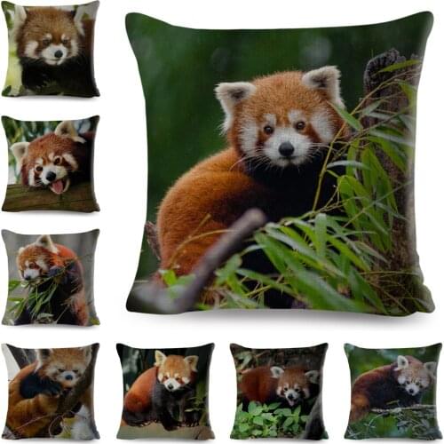 Cute Red Panda Printed Pillow Case 45*45cm Pillowcase Decor Lovely Wild Animal Linen Cushion Cover for Home Car Sofa