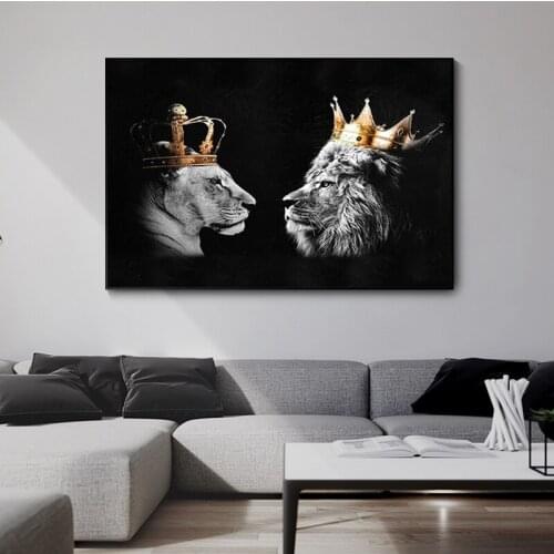 Black and White Lion King Canvas Prints Animal Paintings for Living Room Frameless Modern Home Room Decor Wall Art