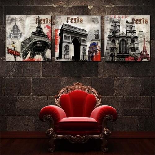 Spray Color Retro City Scenery Architecture Tower Bridge Canvas Painting Wall Picture Printing Poster For Living Room Decoratio