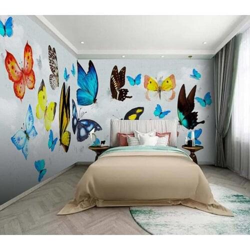 Decorative wallpaper Modern simple butterfly flying background wall