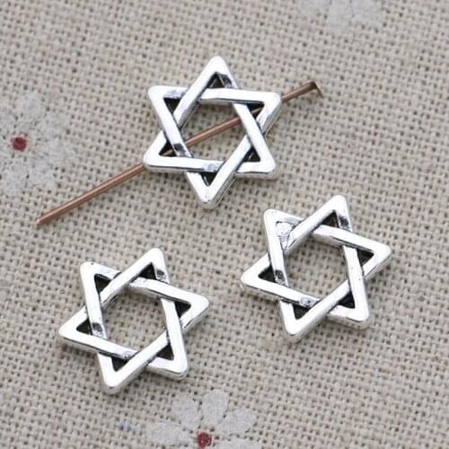 JAKONGO 10pcs Antique Silver Plated David Star Beads Frame Jewelry Making Bracelet Necklace DIY Accessories Handmade Craft 15mm