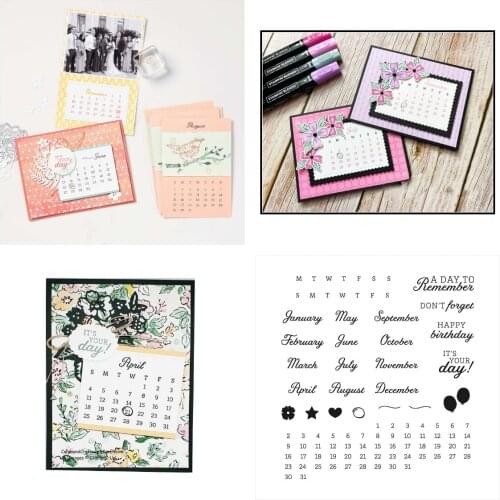 Calendar year and month Stamps And Dies New Arrival 2021 Scrapbook Dariy Decoration Stencil Embossing Template Diy Greeting Card