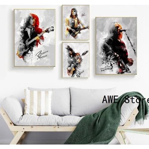 Angus Young Canvas Painting Jeff Beck Kurt Cobain Poster Wall Art Canvas Poster and Prints Room Decor Home Decor