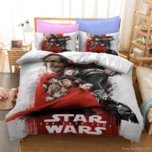 3D Printed Star Wars Bedding Set Queen King Size Duvet Cover Set Soft Comforter Cover with Pillowcase Set for Home Bedroom Gift