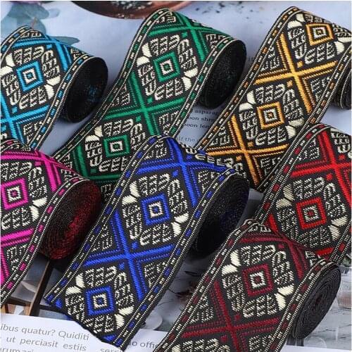 HOT 3/5 Yards 3.3CM Vintage Ethnic Embroidery Lace Ribbon Boho Lace Trim DIY Clothes Bag Accessories Embroidered Fabric Custom