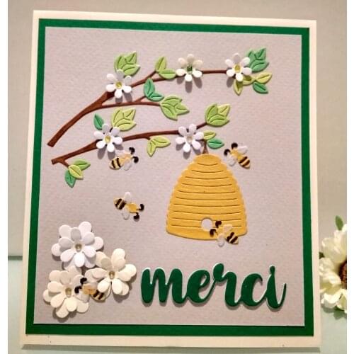 Metal Cutting die Cut bee Tree Branch Beehive Nest DIY Scrapbooking Paper Craft Handmade Card Punch Art Cutter Alinacutle Die