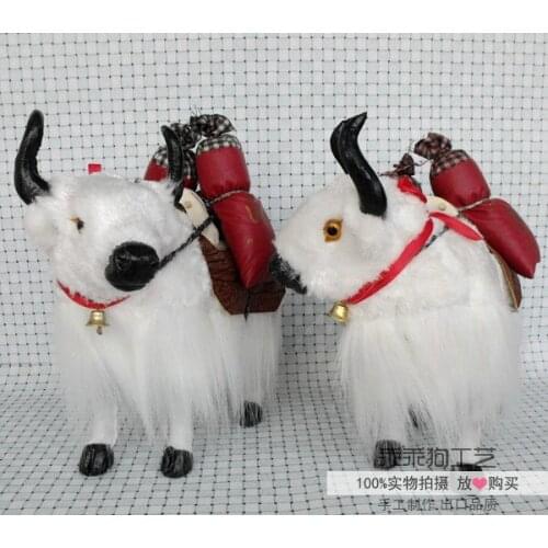 Simulation cute white yak 30x15x28cm model polyethylene&furs yak model home decoration props ,model gift d820