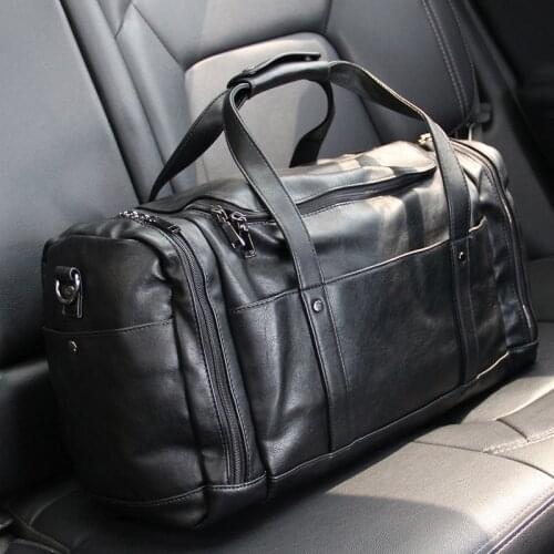 Fashion Big Leather Mens Travel Bag Short Trip Luggage Organizer Travel Tourism Sports Training Bag Bolsa De Viagem
