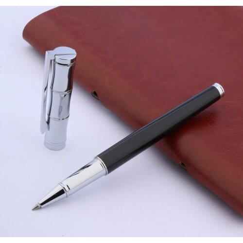 BAOER Bamboo style Black Silver Trim Metal Rollerball Pen