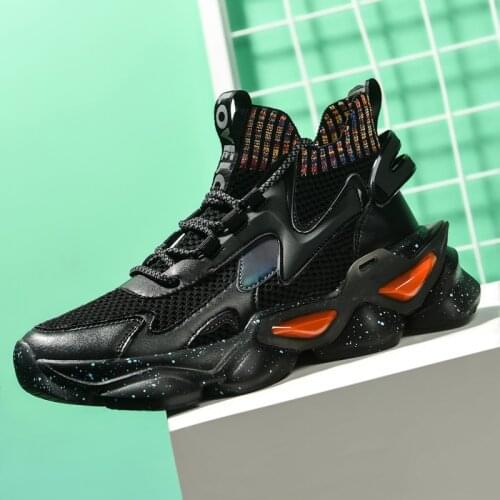 Trendy Mens Sneakers Black Socks Chunky Running Shoes High Top Mesh Breathable Sports Athletic Footwear Teen Zapatillas Hombre