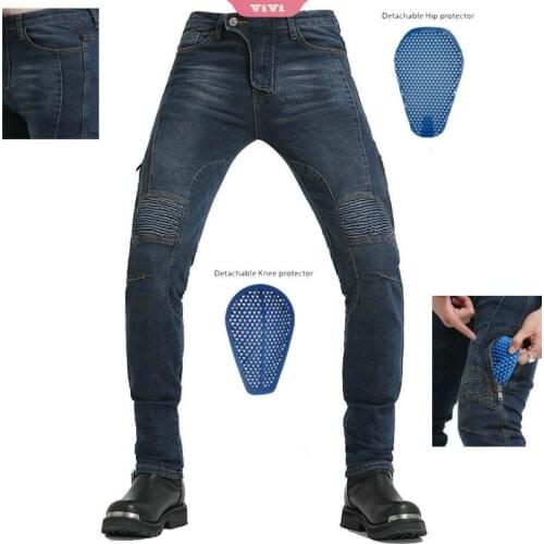 Mens Overalls With Padded Armor High-quality Motorcycle Pants Multi-pocket Riding Pants