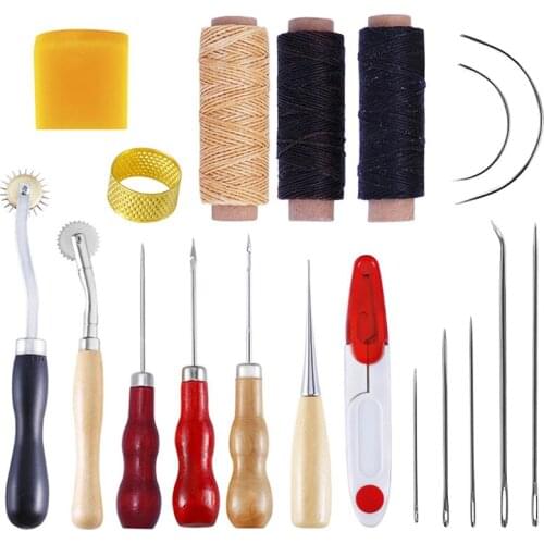 Imzay Leather Stitching Sewing Punch Craft Tools Kit Cutter Carving Working Stitching Leather Craft Tool Sets Accessories