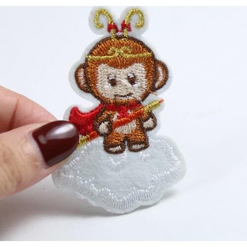 Chinese Monkey King Embroidery Repair Patches Bag Jacket Jeans Cartoon Iron On Patches for Clothes Cartoon Glue Stickers