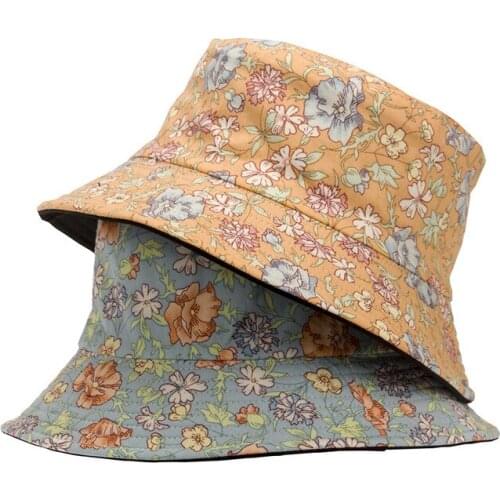 Flower Print Women Bucket Hat High Quality Cotton Lady Panama Caps Korean Fashion Female Top Basin Hat Fisherman Hat Girls Gift