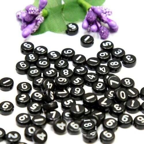 Free Shipping 3600PCS/Lot 4*7mm Acrylic Number 0-9 Jewelry Plastic Beads Flat Round Coin Beads for Keyring DIY