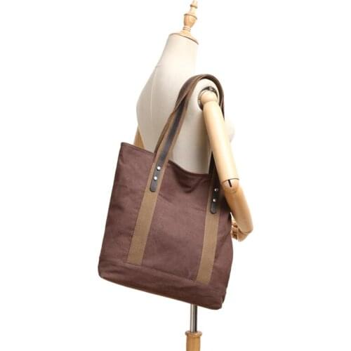 New casual canvas bag mens large-capacity portable tote bag solid color womens single shoulder bag