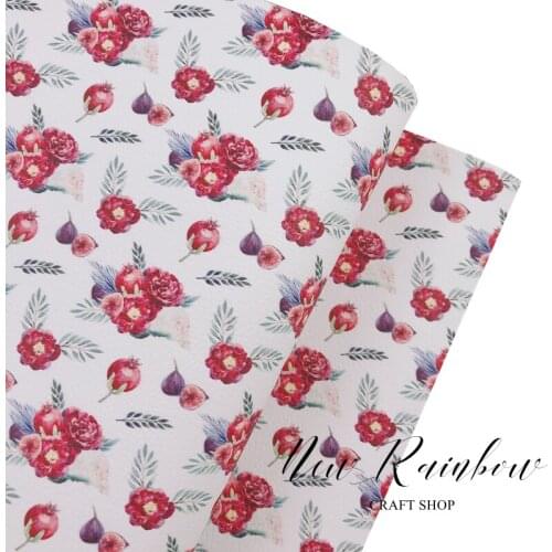 New Rainbow 30x138cm/Roll Flower & Fruity Delight Printed Soft Faux Leather for Making Bows, Earrings and Crafts