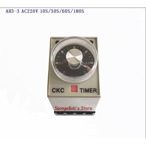 2 Sets/Lot AH3-3 AC220V 10S/30S/60S/180S Power On Delay Timer Time Relay 220VAC 8 Pins With PF083A Socket Base
