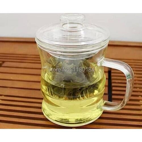 1PC High heat-resistant borosilicate glass tea cup with a cover filter bamboo glass teapot 350ml OL 0147