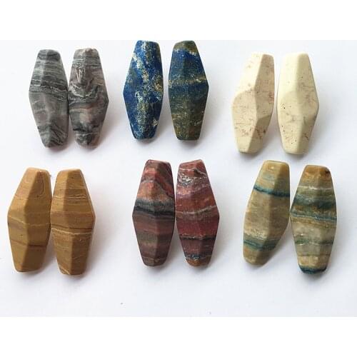 UJBOX Multicolor Blue Yellow Green Synthetic Stone Earrings Stud Women Wedding Earrings Jewelry Accessories Birthday Gift